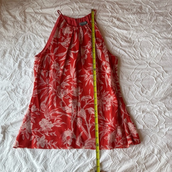 Ann Taylor Red Flowy Sleeveless Tank Top High Nevk Floral - Picture 2 of 7